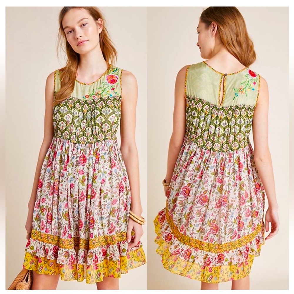 Anthropologie NWT Embroidery Beaded Ananya Tunic Dress by Tanvi Kedia